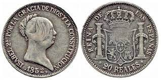 9. 20 reales de 1850: esta moneda de plata tiene un valor aproximado de 4.500 euros. 